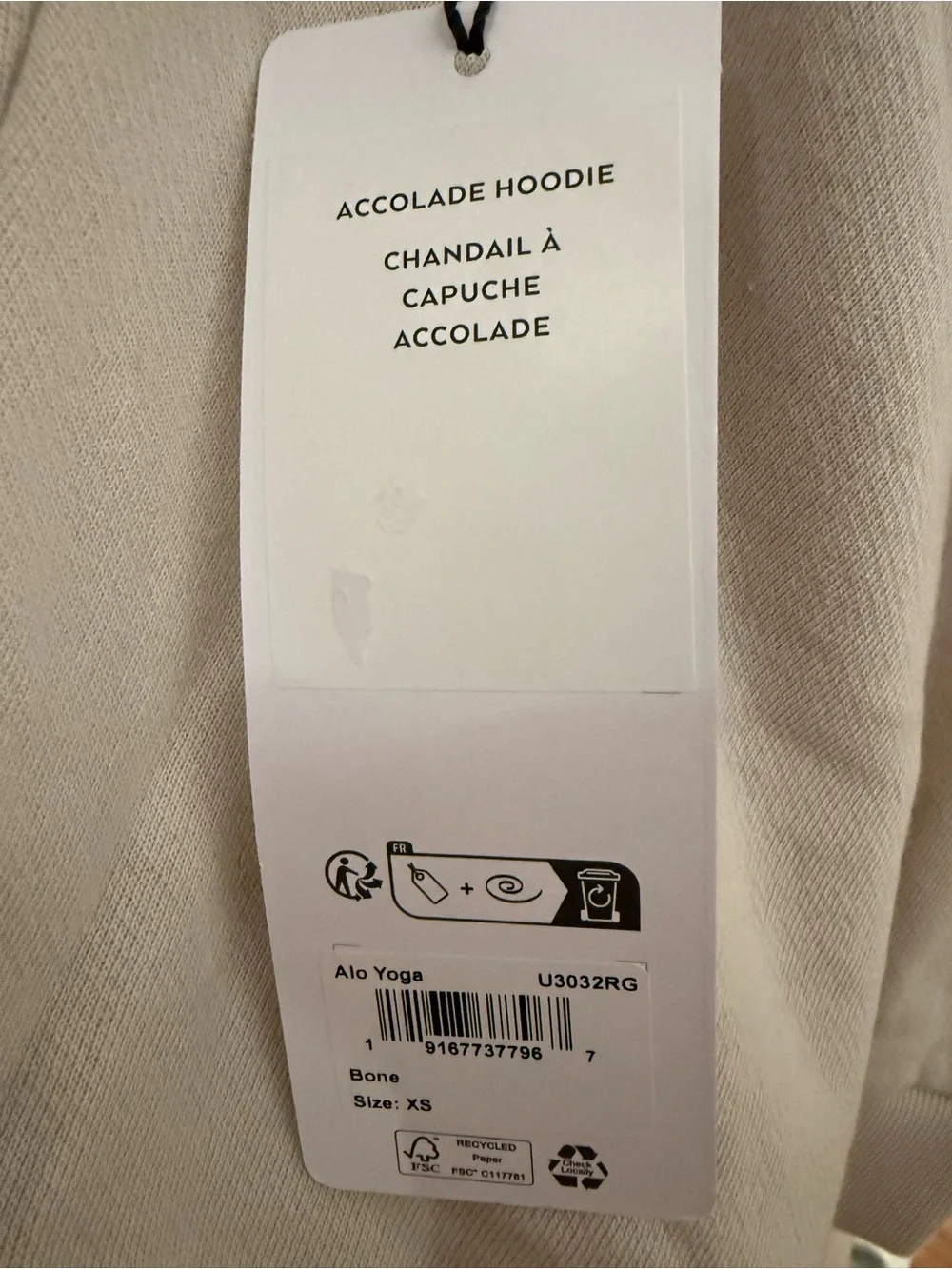 Alo Accolade Hoodie Bone XS